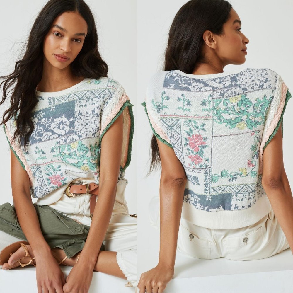 Anthropologie Aldomartins Floral Patchwork Vest One Size